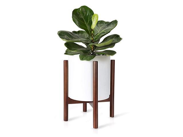 Plant Stand Mid Century Wood Flower Pot Holder Plant Pot NOT Included Potted Stand Indoor Display Rack Rustic Decor Up to 10 Inch Planter Dark Brown