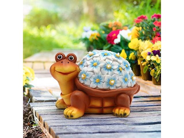 Solar Turtle Figurine Lights Garden Decor 9 LEDs Small Outdoor Lighting for Yard Patio House Gifts