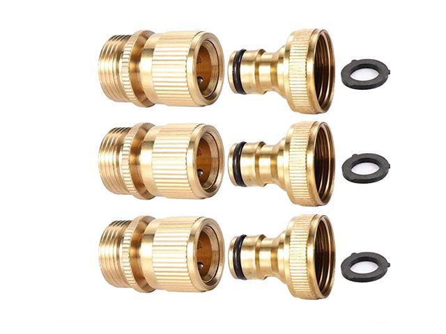 Garden Hose Quick Connect 34 inch GHT Brass Easy Connector Fitting Quick Disconnect Hose Fittings Male and Female 3Pair