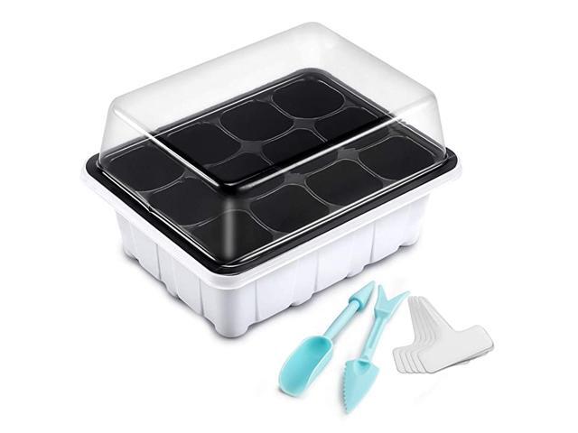 10Pack Seed Starter Tray 120 Cells Seedling Starter Trays Kit Greenhouse Supplies Seed Trays with Dome and Base Labels and Hand Tool Kit 12 Cells