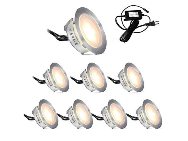Recessed LED Deck Light Kit 10 Pack 12V Low Voltage WarmNatural White f22mm Waterproof IP67 LED in Ground Lights for StepsStairPatioFloorPool