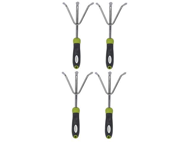 Guru Hand Cultivator Stainless Steel Hand Rake Soil Tiller with Ergonomic Handle Great for ing Cultivating Loosening and Weeding 4 Pack