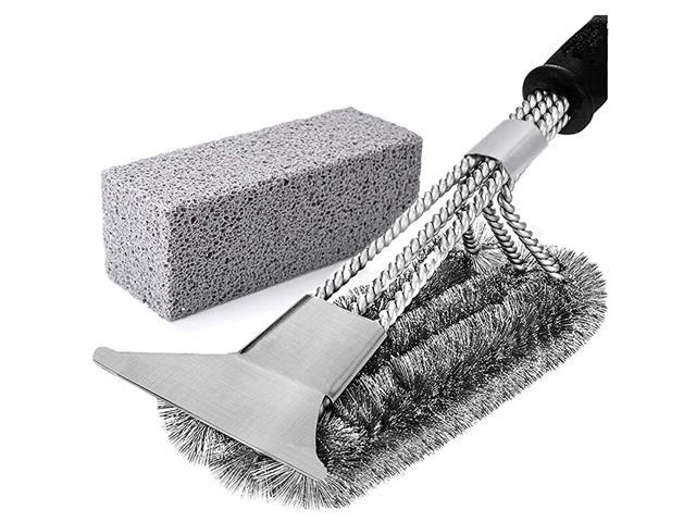 Grill Griddle Cleaning Brick Block amp Brush Bristle Free Grill Cleaning Brush with Scraper DeScaling Cleaning Stone for BBQ Grills Racks Flat Top