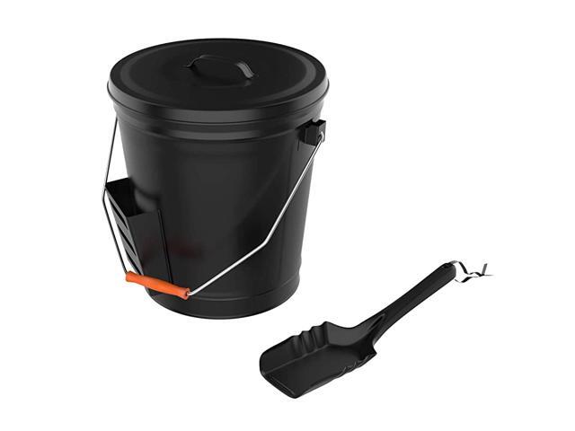 50210 475 Gallon Black Ash Bucket with Lid and ShovelEssential Tools for Fireplaces Fire Pits Wood Burning StovesHearth Accessories