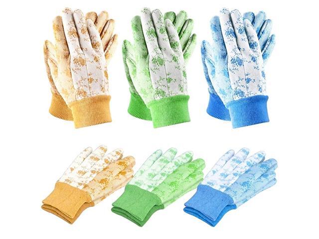 6 Pairs Garden Gloves Men and Women Working Gloves for Small Yard Tools Gardening PVC Dots Cotton Gloves Medium Size