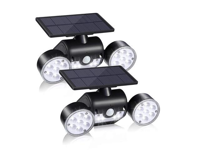 Solar Lights Outdoor 30 LED Solar Security Lights with Motion Sensor Dual Head Spotlights IP65 Waterproof 360° Adjustable for Front Door Yard