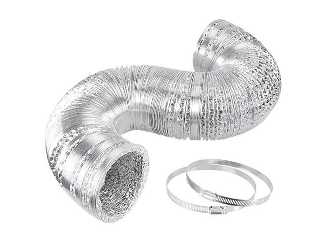 GLDUCT10X25C 10 Inch 25 Feet NonInsulated Flex Air Aluminum Ducting Dryer Vent Hose for HVAC Ventilation 2 Clamps Included