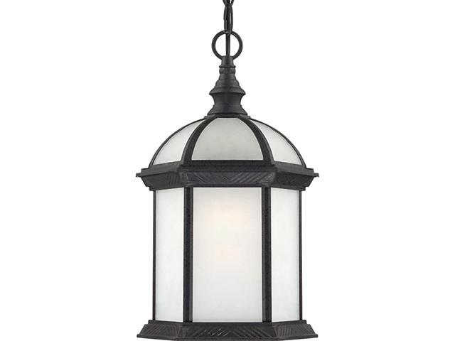 Lighting 604993 Boxwood Energy Star One Light MidSize Wall LanternArm Up Bulb Included Frosted Glass Textured Black Outdoor Fixture