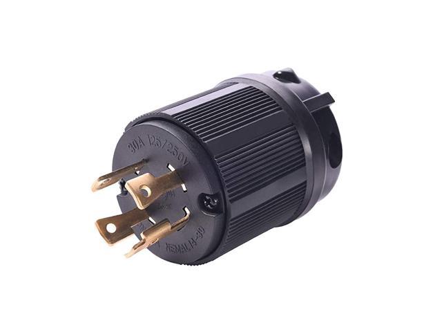 30A Generator Twist Locking Plug 125 250V NEMA L1430P 4 Prong Industrial Grade Replacement Male Plug