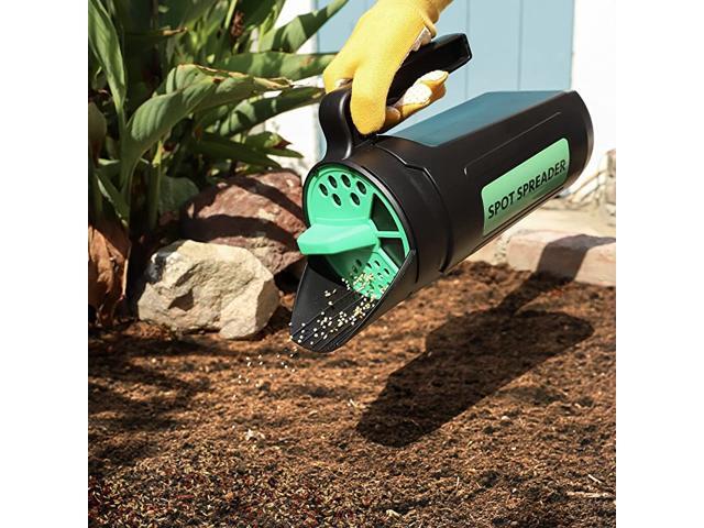 Hand Spreader Shaker for Seed Salt DeIcer Ice Melt Earth Food and Fertilizer Multiple Opening Sizes for Any Need Up to 80 Oz Most Efficient amp