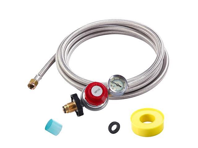Foot High Pressure Adjustable Propane Regulator 030 PSI with Gauge 0~60PSI Gas Flow Indicator Gas Cooker38inch Female Flare Fitting Stainless Steel