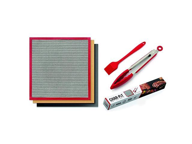 Grill Mat Set of 3 Heavy Duty BBQ Grill Copper Grill Mat and Mesh Cooking Mat NonStick Reusable Barbecue Cover Sheet Meshes PLUS Basting Brush amp
