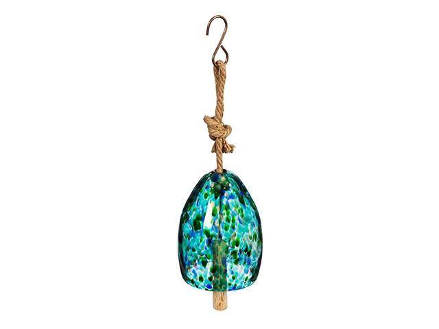 Beautiful Summer Turquoise Art Glass Speckle Decorative Bell Chime 6 x 6 x 8 Inches Fade and Weather Resistant Outdoor Decoration for Homes Yards