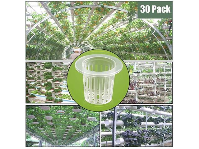Garden Plastic Net Cups30 Pack 2 Inch Planting Basket Cup Set Garden Slotted Mesh Heavy Duty Wide Lip Design Net Pots for Hydroponics Aquaponics