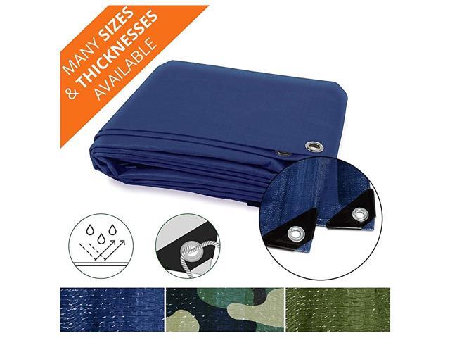 Heavy Duty Tarps Waterproof Ground Tent Trailer Cover Multilayered Tarpaulin in Many Sizes and Thicknesses 10 Mil - Blue - 20' x 50'