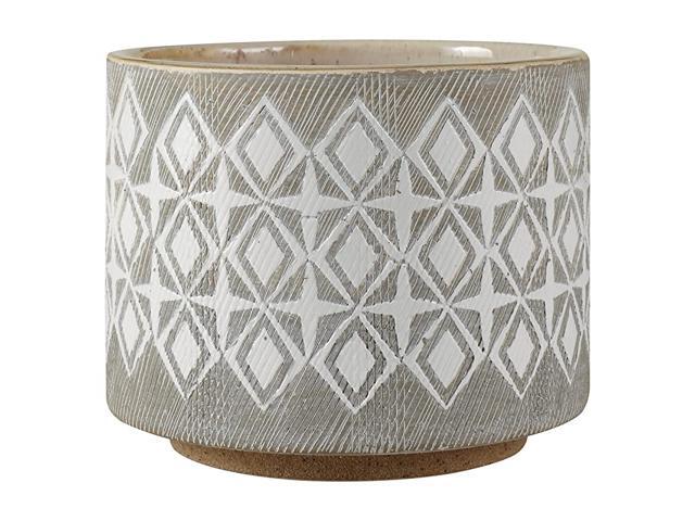 Brand Geometric Ceramic Planter 41quotH White and Grey