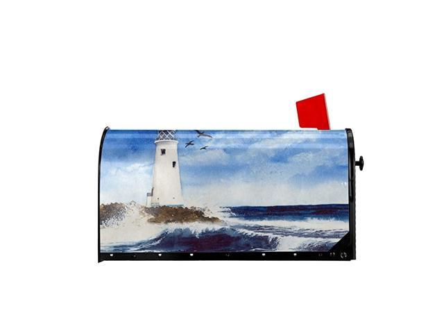 Beautiful Lighthouse On The Rocky Island and Seagulls Mailbox Covers Magnetic Mailbox Wraps Post Letter Box Cover Standard Oversize 21 X 18