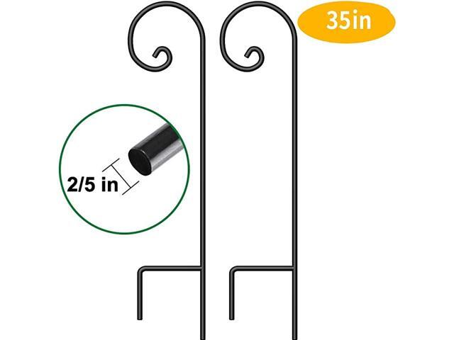 Set of 2 Garden Shepherd Hooks 35in Tall Poles and Hangers for Outdoor Wedding Décor Outside Metal Plants Hanger Stand Pathway Hanging Basket Solar