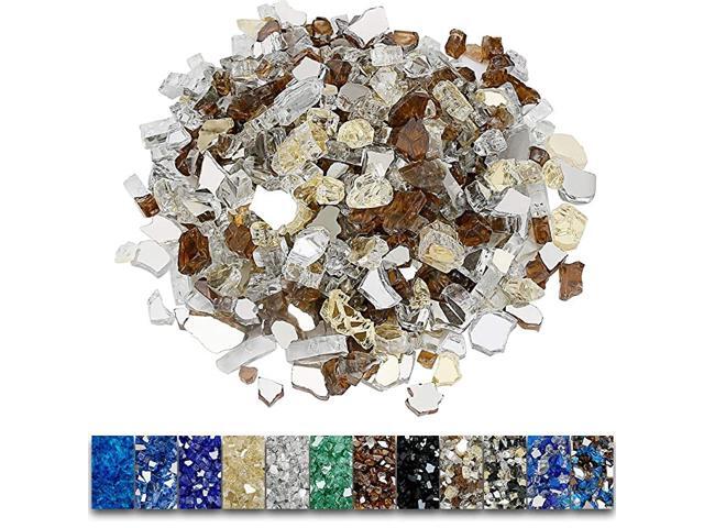 Fire Glass for Fire Pit 12 Inch 95 Pounds High Luster Reflective Tempered Glass Rocks for Natural or Propane Fireplace Safe for Outdoors and
