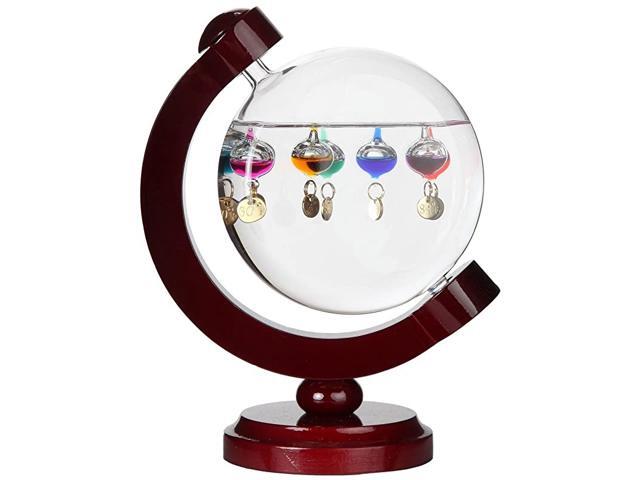 Round Galileo Thermometer A Timeless Design That Measures Temperatures from 60ºF to 84ºF with a Beautiful Cherry Finished Wood Frame 7 MultiColored