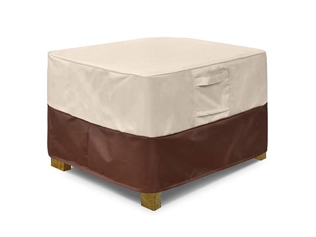 Square Patio Ottoman Cover Waterproof Outdoor Ottoman Cover with Padded Handles Patio Side Table Cover Heavy Duty Outdoor Furniture