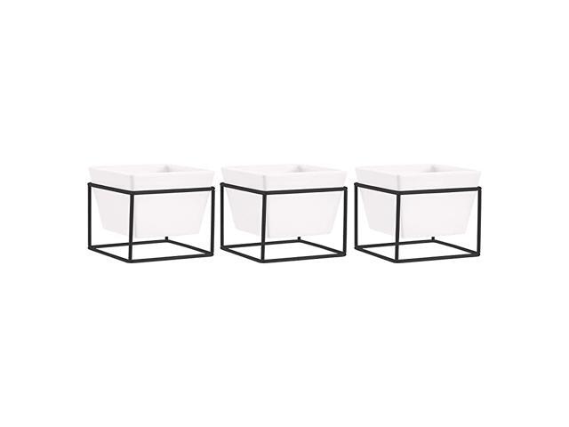 Tabletop Planter Square WhiteBlack 3Pack