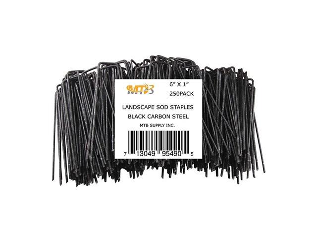 250 Pack 6x1 inch 11GA012inch Sod Staples Garden Pins Netting Stakes Ground Spikes Landscape Cover Pegs Carbon Steel Black