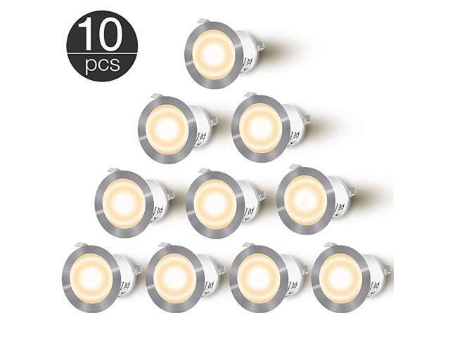 Recessed LED Deck Light Kit 10 Pack 12V Low Voltage WarmNatural White f22mm Waterproof IP67 LED in Ground Lights for StepsStairPatioFloorPool
