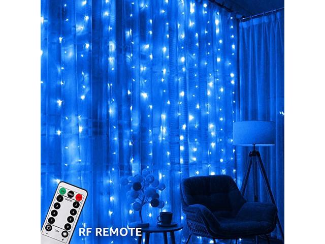 197ft x 98ft 600 LEDs Curtain Light ULListed Power Adapter RF Controller Dual Control Mode LowVoltage Power Supply 8 Lighting Modes Blue