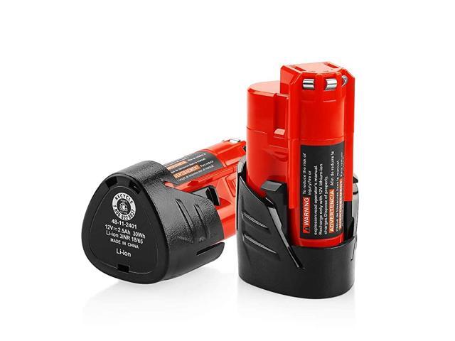 Upgraded 2 Pack 12V 2500mAh Replacement M12 48112410 Lithiumion Battery for Milwaukee 48112420 48112411 48112401 48112402 48112401 Cordless Tools