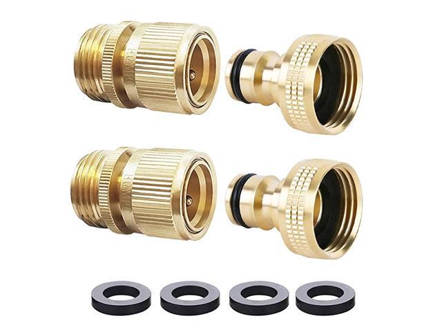 Garden Hose Quick Connect Solid Brass Quick Connector Garden Hose Fitting Water Hose Connectors 34 inch GHT 2SETS