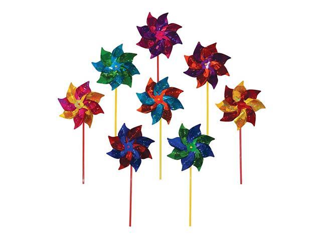 Best Selling Mylar Rainbow Pinwheel Assorted 2 Tone Color Spinners 8 Piece Bags