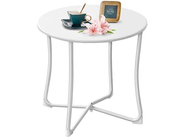 Metal Patio Side Table 18 x 18 Heavy Duty Weather Resistant AntiRust Outdoor End Table Small Steel Round Coffee Table Porch Table Snack Table for