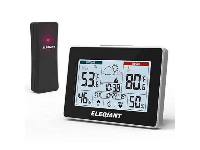Wireless Weather Station Indoor Outdoor Thermometer Hygrometer with Sensor LCD Touch Screen Digital Temperature Humidity Monitor Weather Forecast