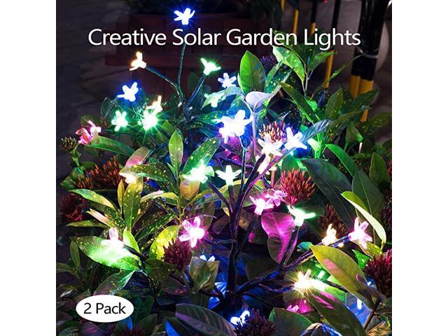 Solar Garden Decorative Lights OutdoorBeautiful LED Solar Powered Fairy Landscape Tree LightsTwo Mode Flower Lights for Pathway Patio Yard Deck