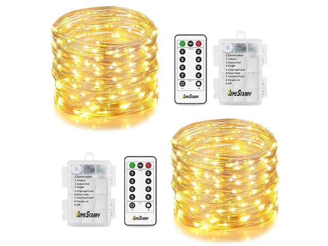 Sets 33 Ft Fairy Lights Battery Operated 13LED6 AA Battery String Lights for Bedroom Waterproof 8 Modes with Remote Silver Wire Twinkle Lights for