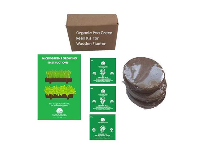 Pea Microgreens 3 Pack Refill Pre Measured Soil and Seed Use with Our Beautiful Wooden Microgreen Trays Measuring 16 x 8 inches Easy and Convenient
