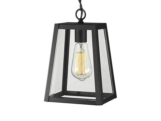 Exterior Hanging Lamp 1Light Outdoor Pendant Lantern in Black Finish with Clear Glass 1803AW2H