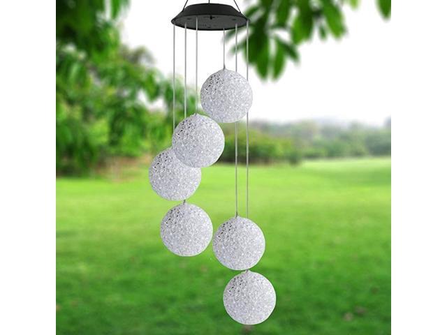 Crystal Ball Solar Wind Chimes LED ColorChanging Wind Mobile Outdoor Waterproof Solar Powered Wind Chimes Wind Bell Light for Patio Yard Garden