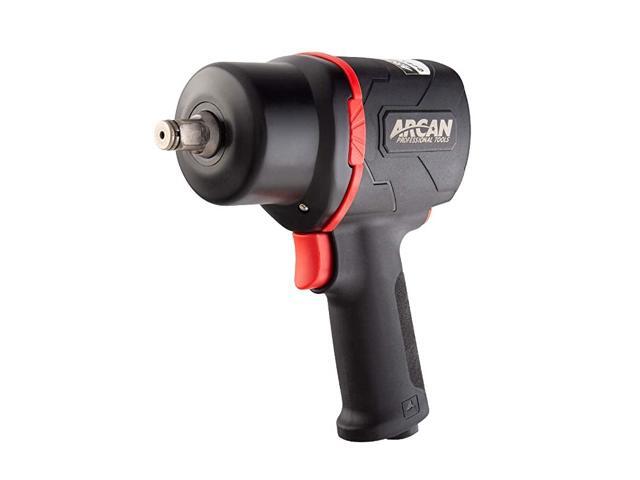 12 Lightweight Pneumatic Push Button Air Impact Wrench 1300 ftlbs of High Torque Twin Hammer Composite with Variable Speed Trigger A41311