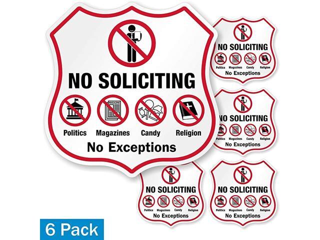No Soliciting Sticker No Soliciting No Exceptions Decals Pack of 6 Laminated Polyester Labels