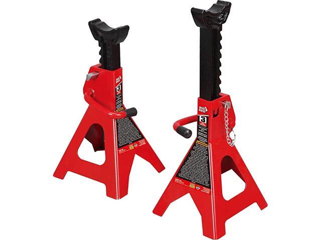 T43002A Torin Steel Jack Stands Double Locking 3 Ton 6000 lb Capacity Red 1 Pair