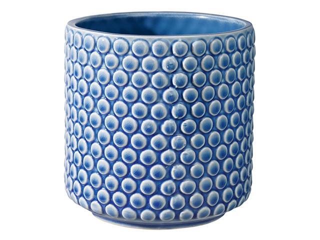 Flower Pot with Polka Dot Design Size M Blue