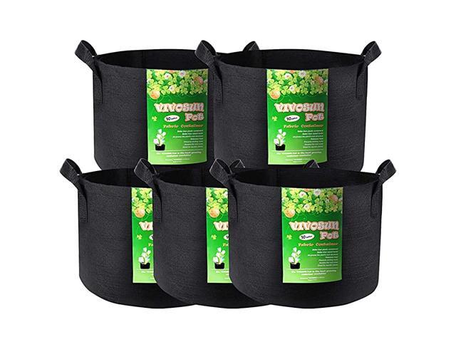 5Pack 10 Gallon Plant Grow Bags Heavy Duty Thickened Nonwoven Fabric Pots with Handles