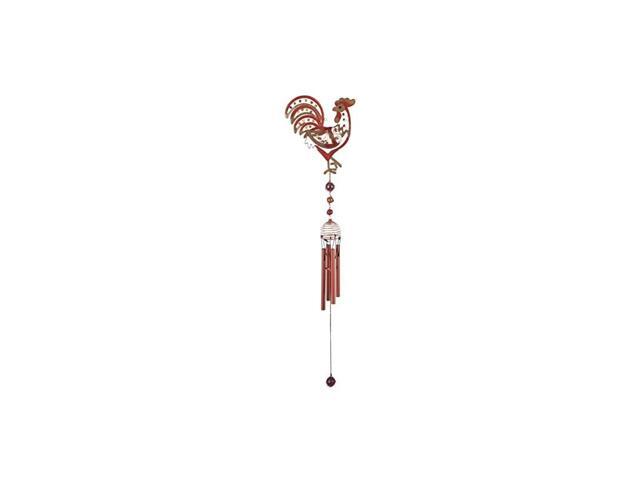 SSG99270 Wind Chime Copper and Gem Rooster Garden Decoration Hanging Porch Decor