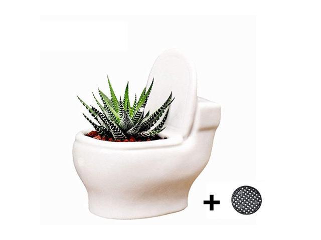 Ceramic Toilet Plant PotBonsai PotFlower PotSucculent Planter White 46