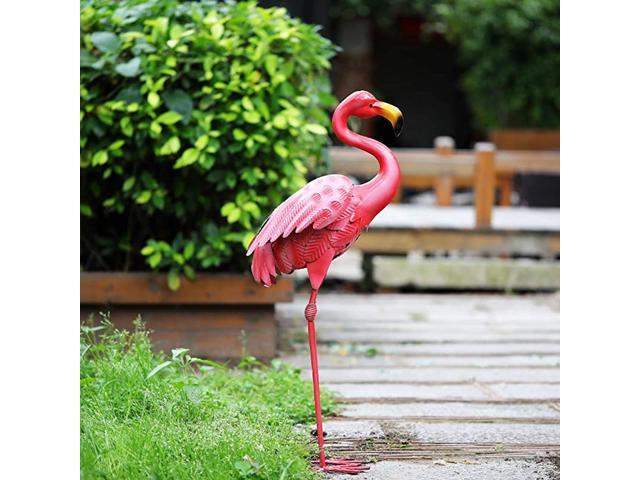 Elegant Tall Metal Pink Flamingo Garden Statues Durable Standing Flamingo Yard Decor for Indoor Outdoor Decoration 31quot H