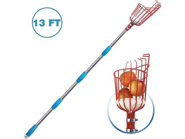 Fruit Picker Tool Height Adjustable Fruit Picker with Big Basket 13 ft Apple Orange Pear Picker with LightWeight Stainless Steel Pole and Extra
