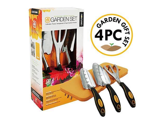 1226 Garden Tool Set 3 Pieces Aluminum DieCast Heavy Duty Gardening Kit Includes Hand Trowel Transplant Trowel Cultivator Hand Rake includes Free