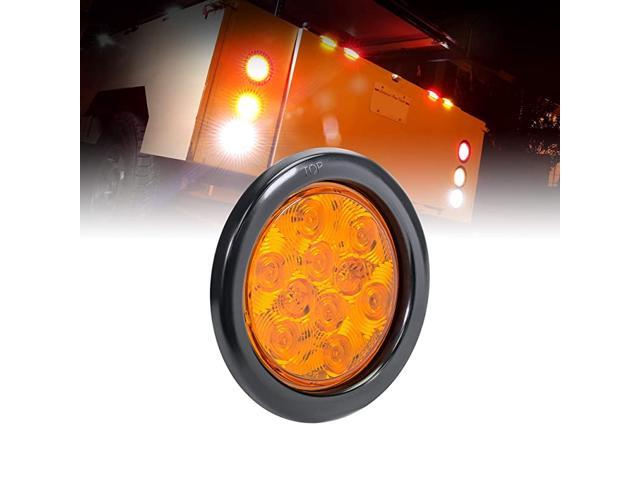 Round Amber LED Trailer Tail Lights DOT certified Grommet amp Plug Included IP67 Waterproof Park Turn Trailer Lights for RV Trucks